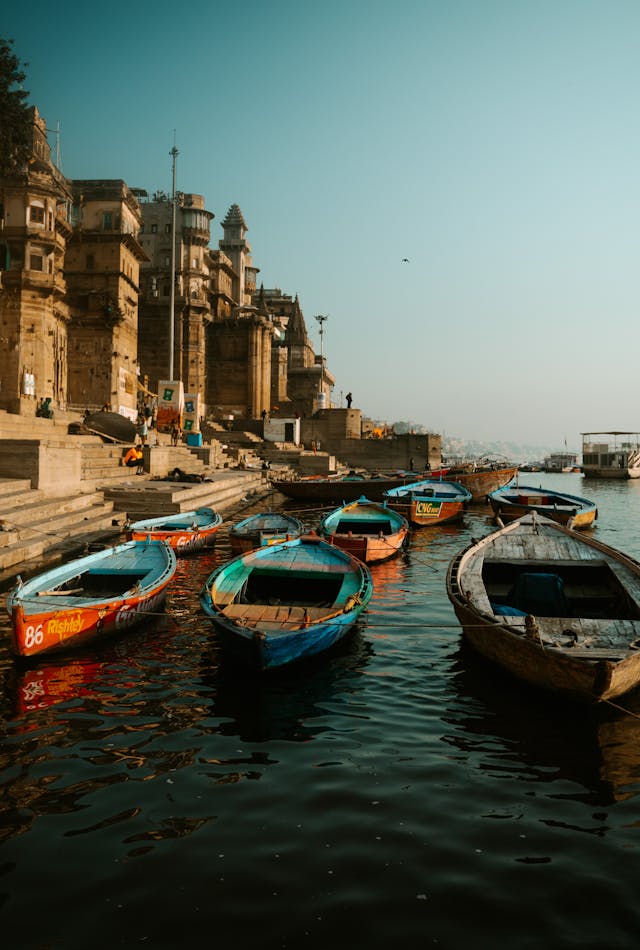 The Ganges, ancient temples, and sacred rituals.